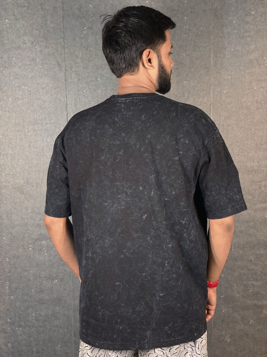Trinix Acid Wash Oversized Tee - Black