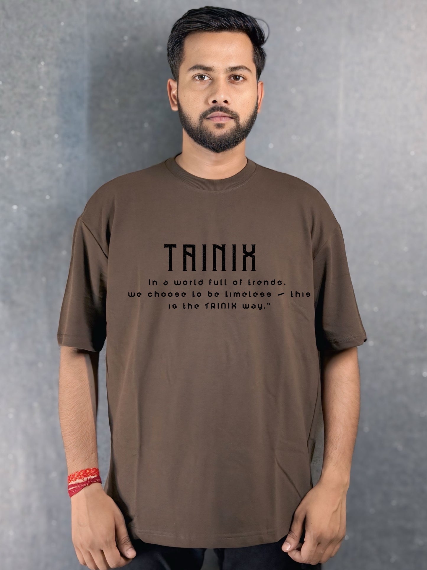 Oversized Gothic Eagle Tee – Brown