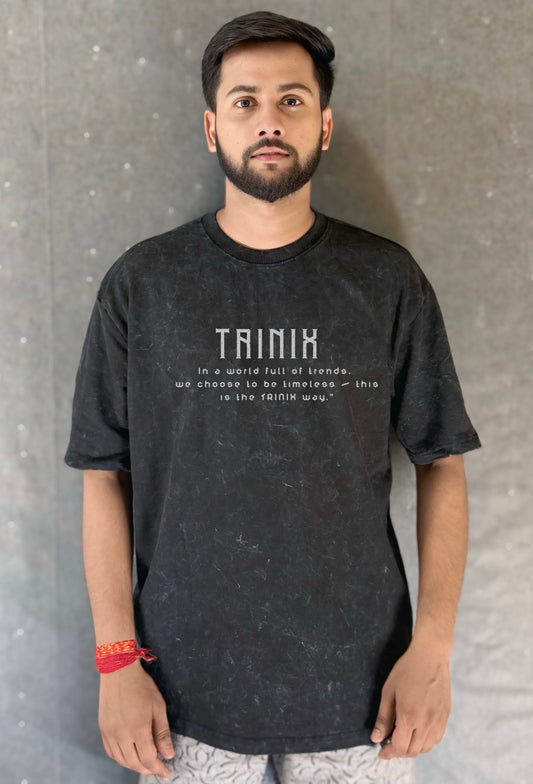 Trinix Acid Wash Oversized Tee  - Black