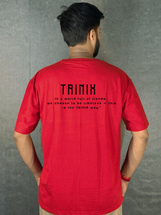 TRINIX Oversized Drop Shoulder Tee – Crimson Red