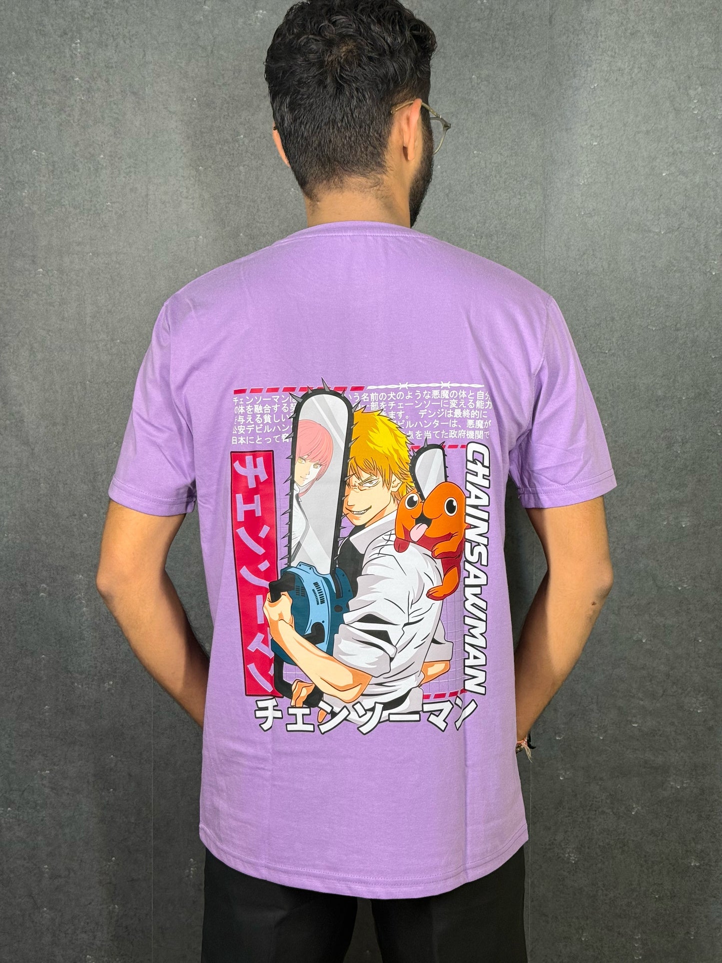 Chainsaw Man Anime Oversized Tee – Lavender