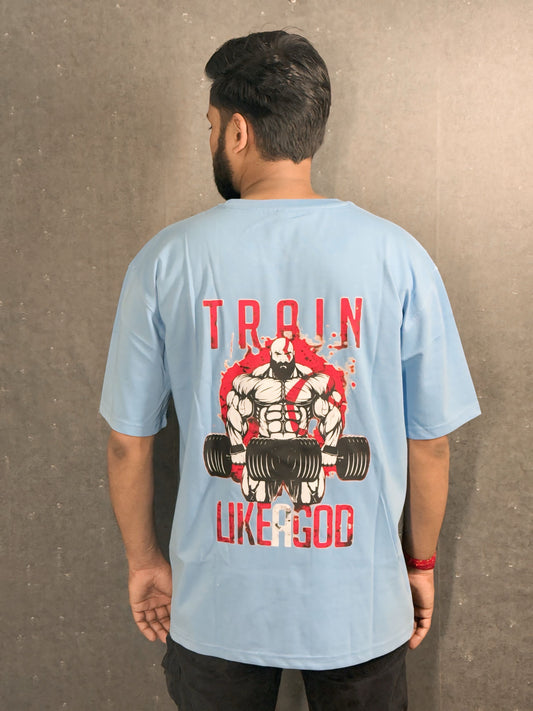 Trinix Gym Beast Oversized Tee – Sky Blue