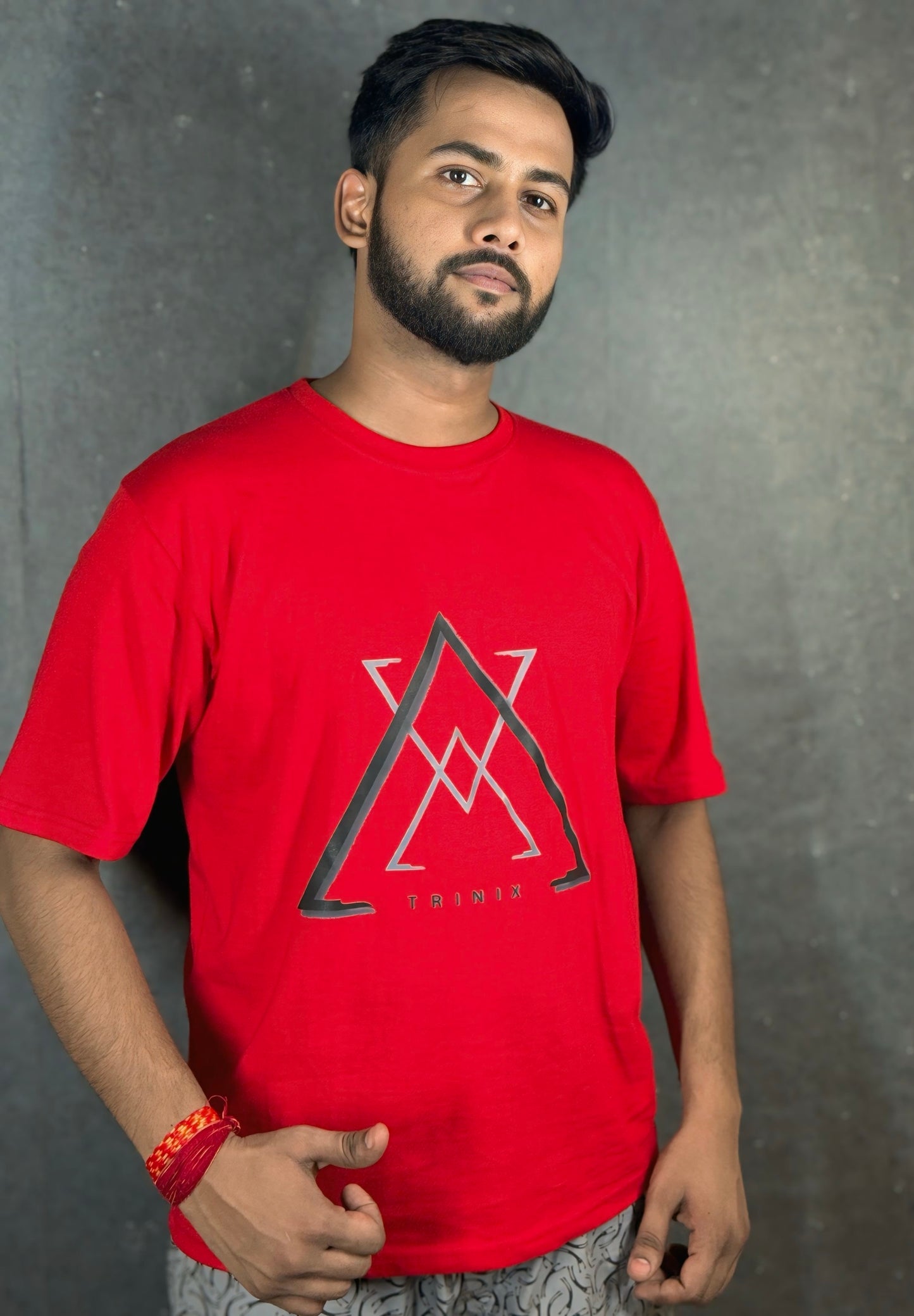 TRINIX Oversized Drop Shoulder Tee – Crimson Red