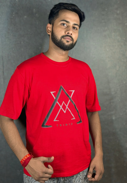 TRINIX Oversized Drop Shoulder Tee – Crimson Red